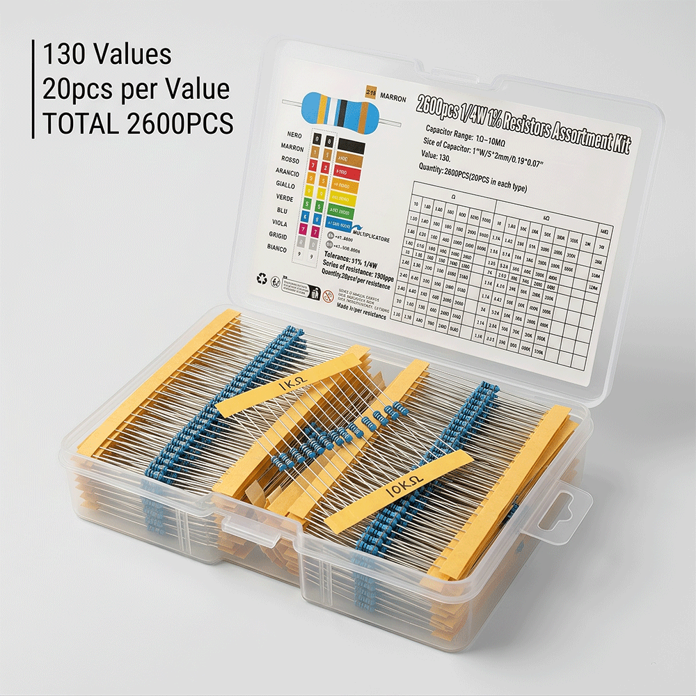 Resistor Kit 1 4W - 2600pcs/lot 130 Values 1/4W 0.25W 1%