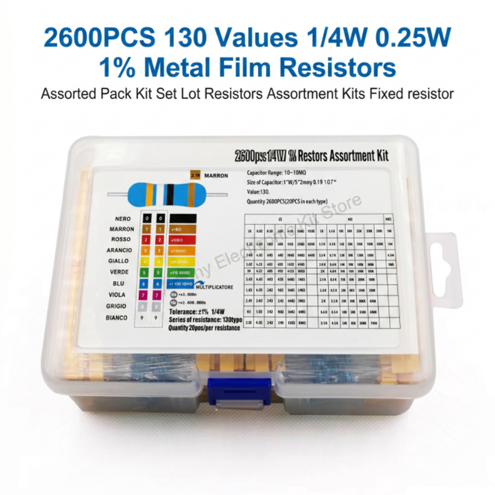 2600pcs/lot 130 Values 1/4W 0. - огляд і ціна Resistor Kit 1 4W