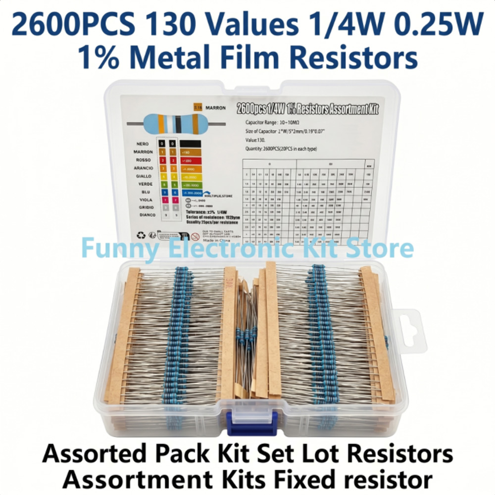 2600pcs/lot 130 Values 1/4W 0. - огляд і ціна Resistor Kit 1 4W